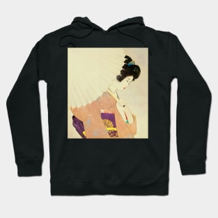 Elegant Beauty: A Portrait of a Geisha with a Parasol - vintage Japanese art Hoodie